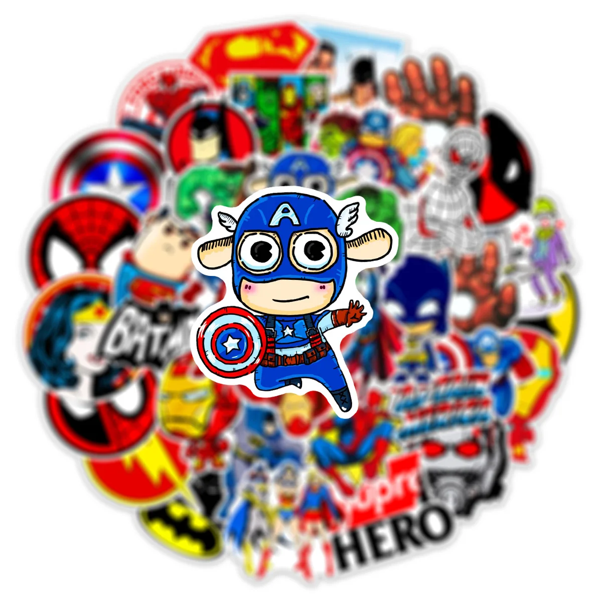 50Pcs Cute Marvel The Avengers Super Hero Stickers Aesthetic Motorcycle Phone Car Laptop Cartoon Sticker Decal Kids Toy