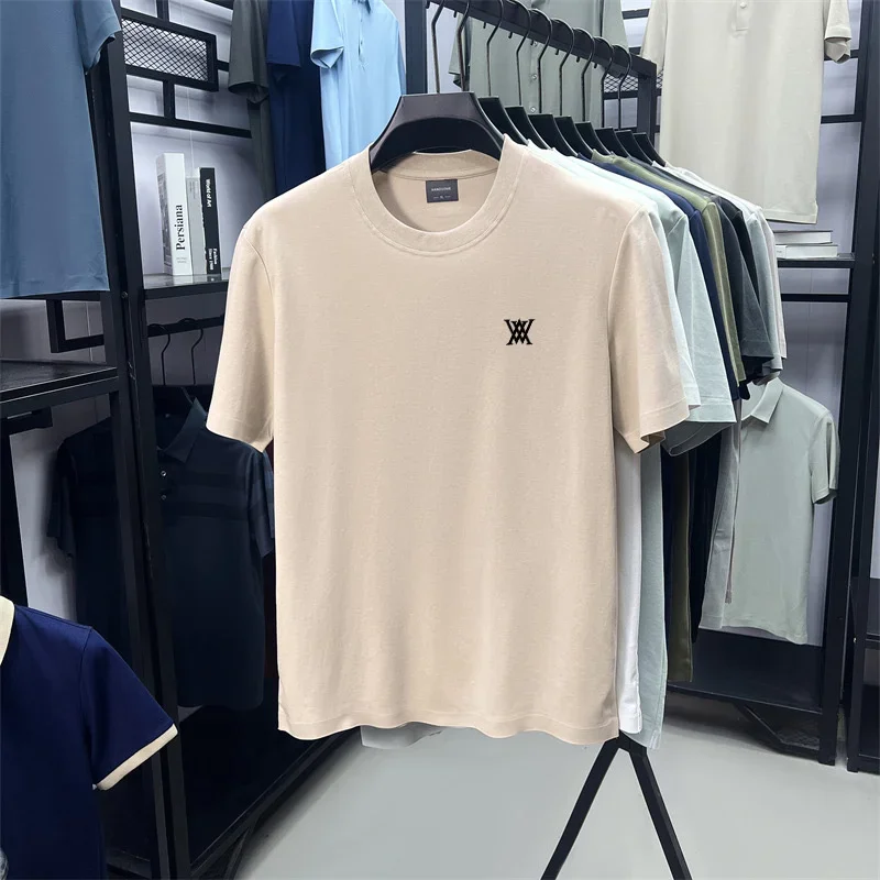 Hochwertiges Marken-T-Shirt für Herren mit Kurzarm, Bedrucktem Design, Rundhalsausschnitt, 2026 Sommer Neuheit, Baumwollmischung, Lässiges Einfarbiges T-Shirt – Detail 17