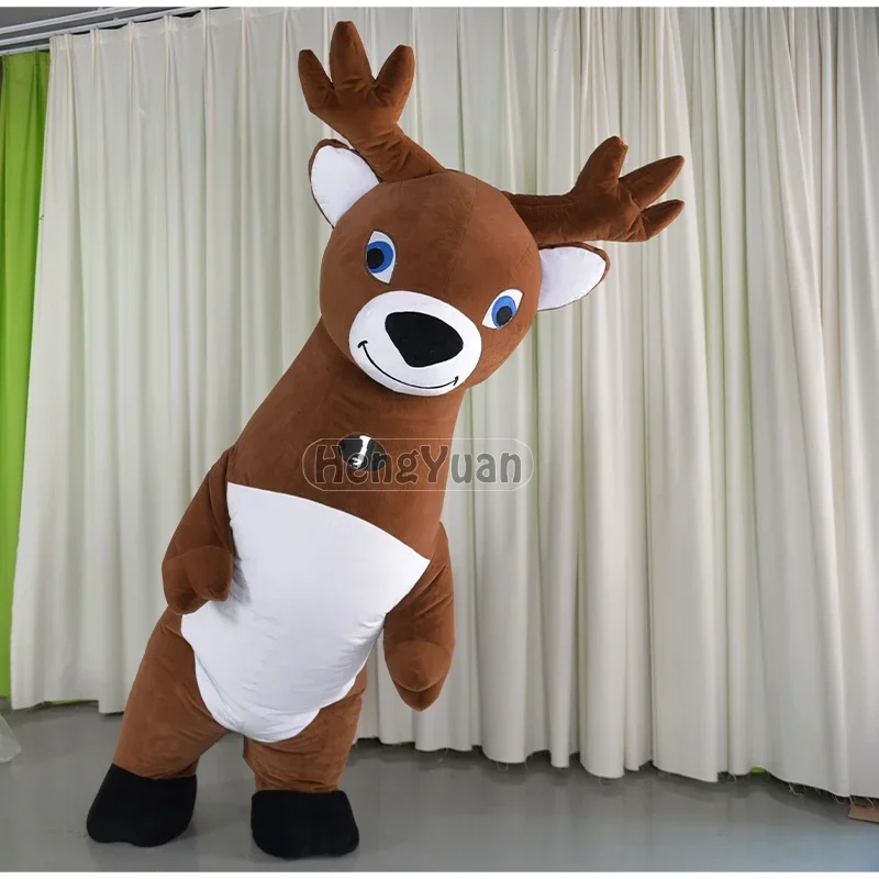 

New Christmas Inflatable Reindeer Mascot Costume Adult Mascot Costume Cartoon Animal Halloween Suit No Battery