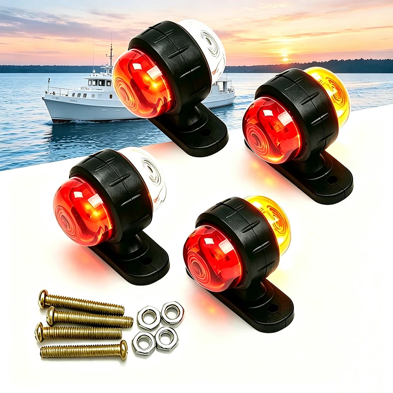 2P LED Stern Navigation Light Side Marker Light External 12V 24V Mini Durable Trailer Truck Universal Safety Turn Signal Warning