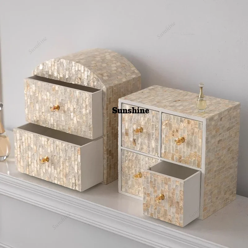 French style, shell storage rack, premium makeup, skin care, jewelry, storage box, desktop drawer typeY