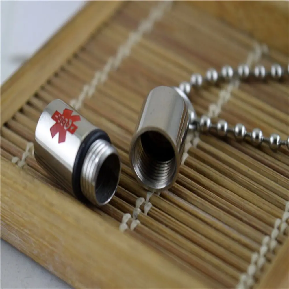 Ожерелье с подвеской в форме таблетки из нержавеющей стали, серебряный контейнер на память, подвеска с идентификатором оповещения, медицинская идентификация оповещения, форма таблетки