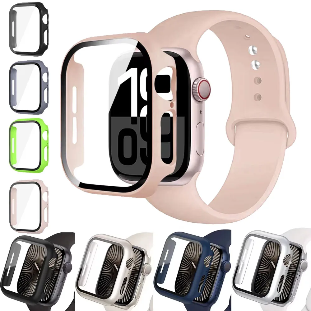 PC-Gehäuse + gehärteter Displayschutz für Apple Watch Ultra 3-2 49 mm 11 10 46/42 mm, integrierte Hartschale, iWatch 9 8 7 6 5 SE3 Cover