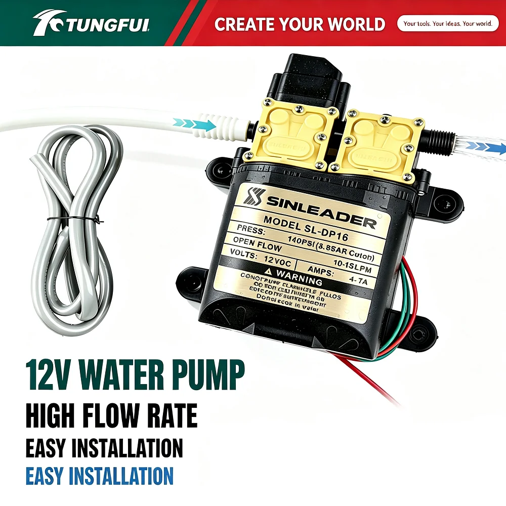 TUNGFULL 12V High Pressure Dual Water Diaphragm Pump Self Priming Agricultural Sprayer Pump Auto Stop For Pesticide Spraying