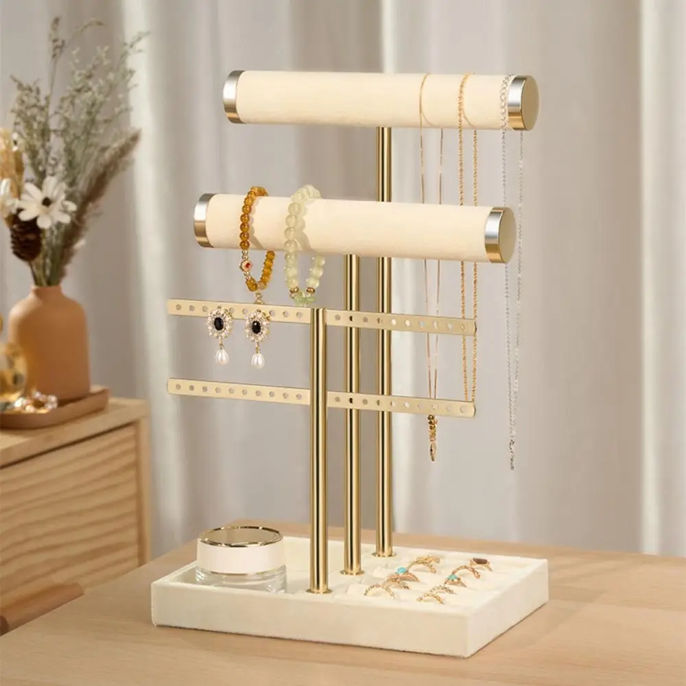 3 Tier Bracelet Holder Display Storage Detachable T Bar Velvet Bracelet Rack Metal Jewelry Holder Organizer For Earrings Rings