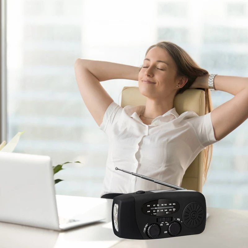 Top-AM/FM Emergency Weather Radio Hand Crank Solar Weather Radio Portable Power Bank With Solar Charging Battery
