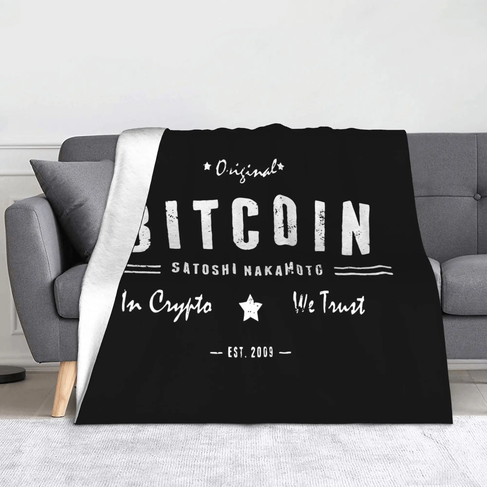 Bitcoin Original Satoshi Crypto Logo Flannel Blanket  Funny Throw Blanket for Home Hotel Sofa  125*100cm Quilt