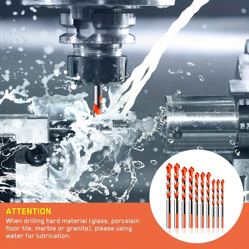 Brocas de piezas para perforación de Metal duro, acero, azulejo, hormigón, vidrio, ladrillo, madera, juego de brocas centrales de 6-12mm, 10 unidades