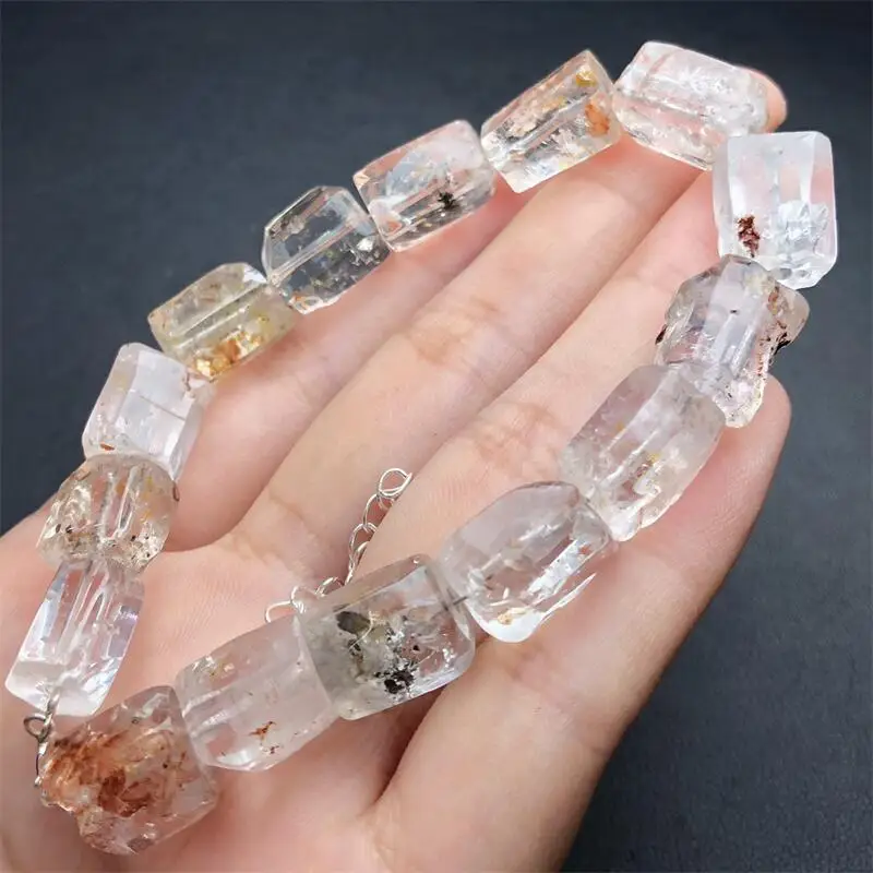 Natural Herkimer Diamond Bracelet Charms Handmade Fortune Energy Mineral Woman Amulet Jewelry Gift 1PCS 12X9.5MM