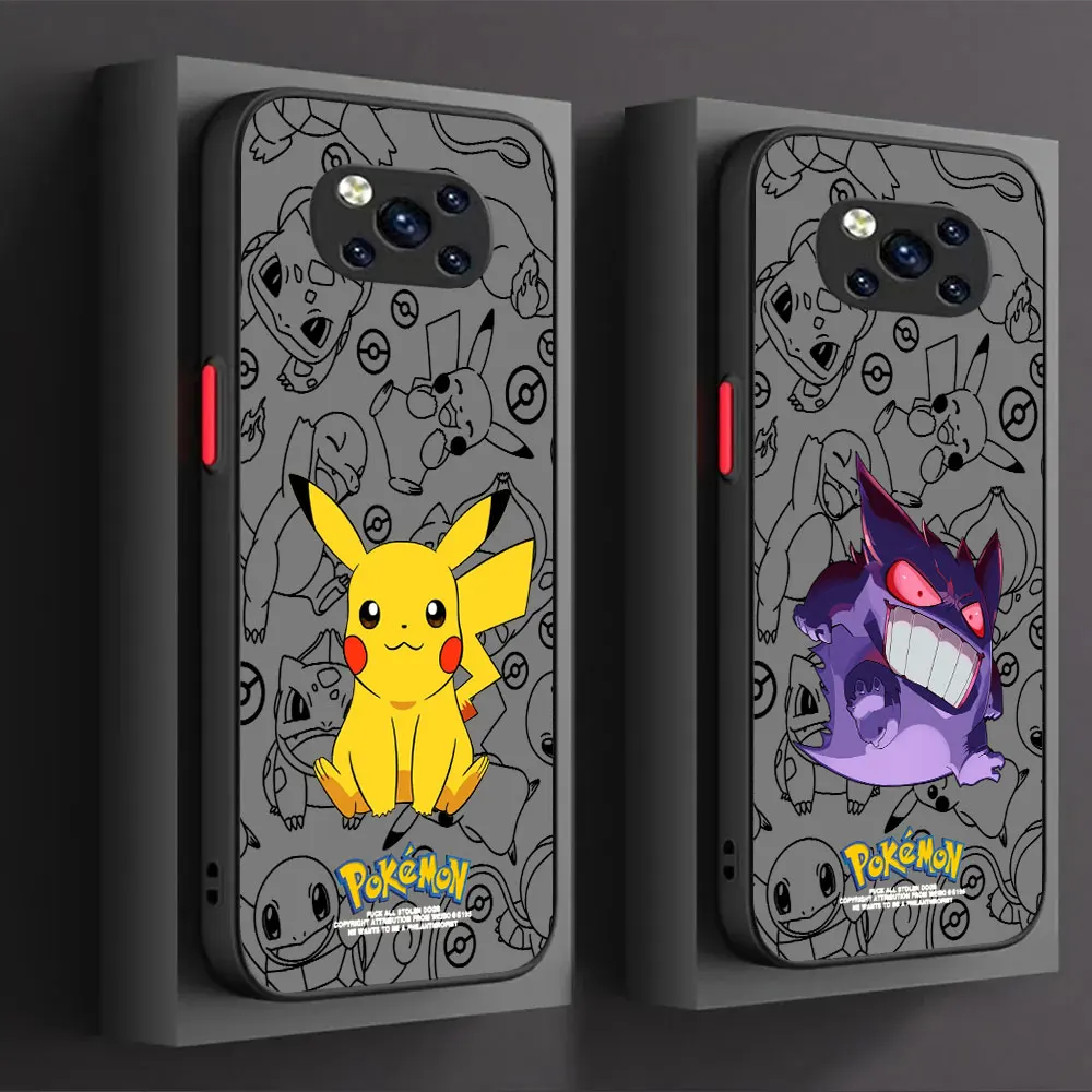 Gengar Pokemon Pikachu Mewtwo Case For Xiaomi Mi Poco X5 X4 X3 M4 M3 F5 F4 F3 GT Nfc 12 12T 11 11T 10 10T 9 Pro Ltra Matte Cover