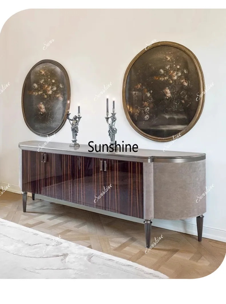 

Light luxury solid wood dining side cabinet large household decorative locker
