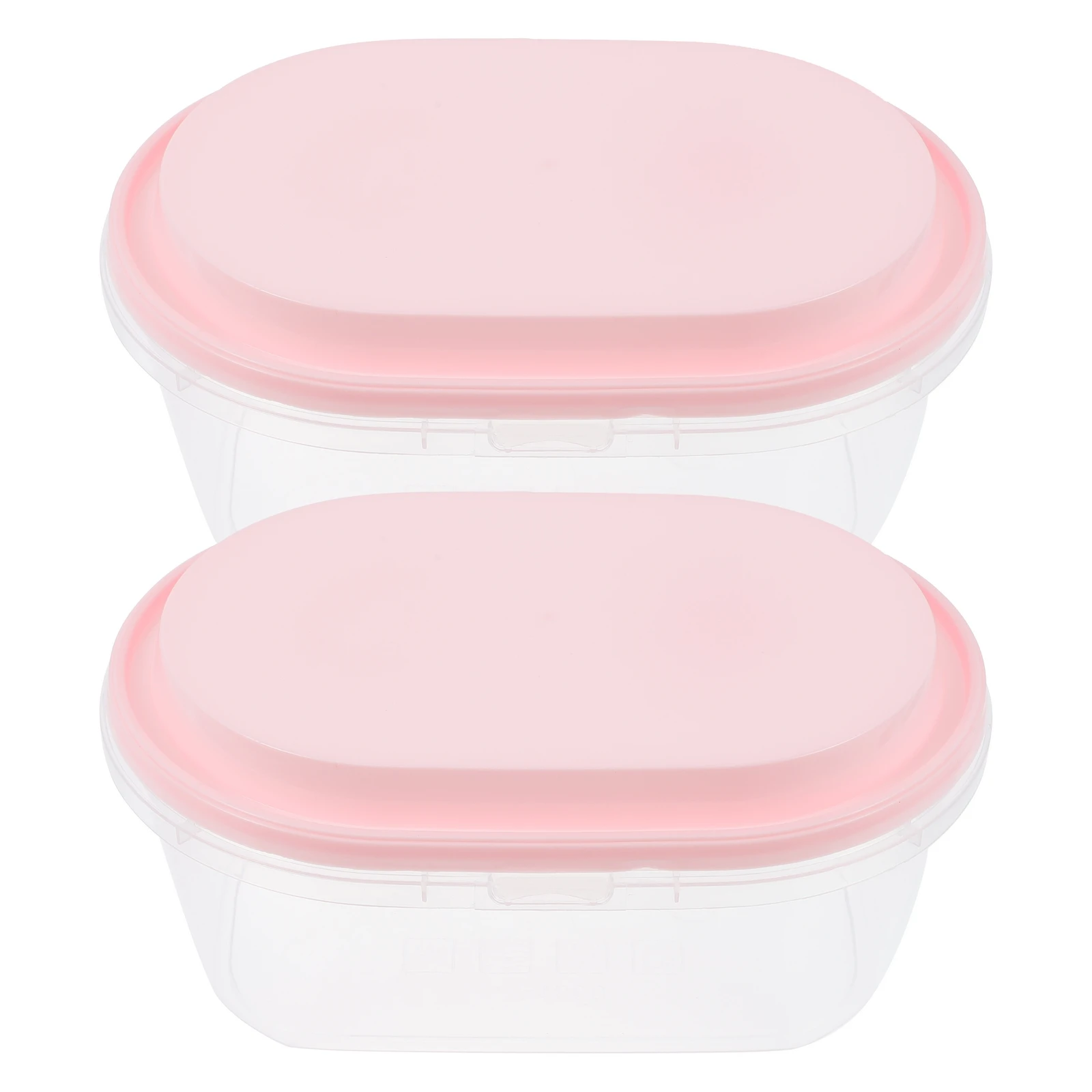

2pcs Ice Cream Box Pink Reusable Plastic Storage Containers BPA Free for Cake Dessert Fruit Easy Clean Lid Food Container Bakery
