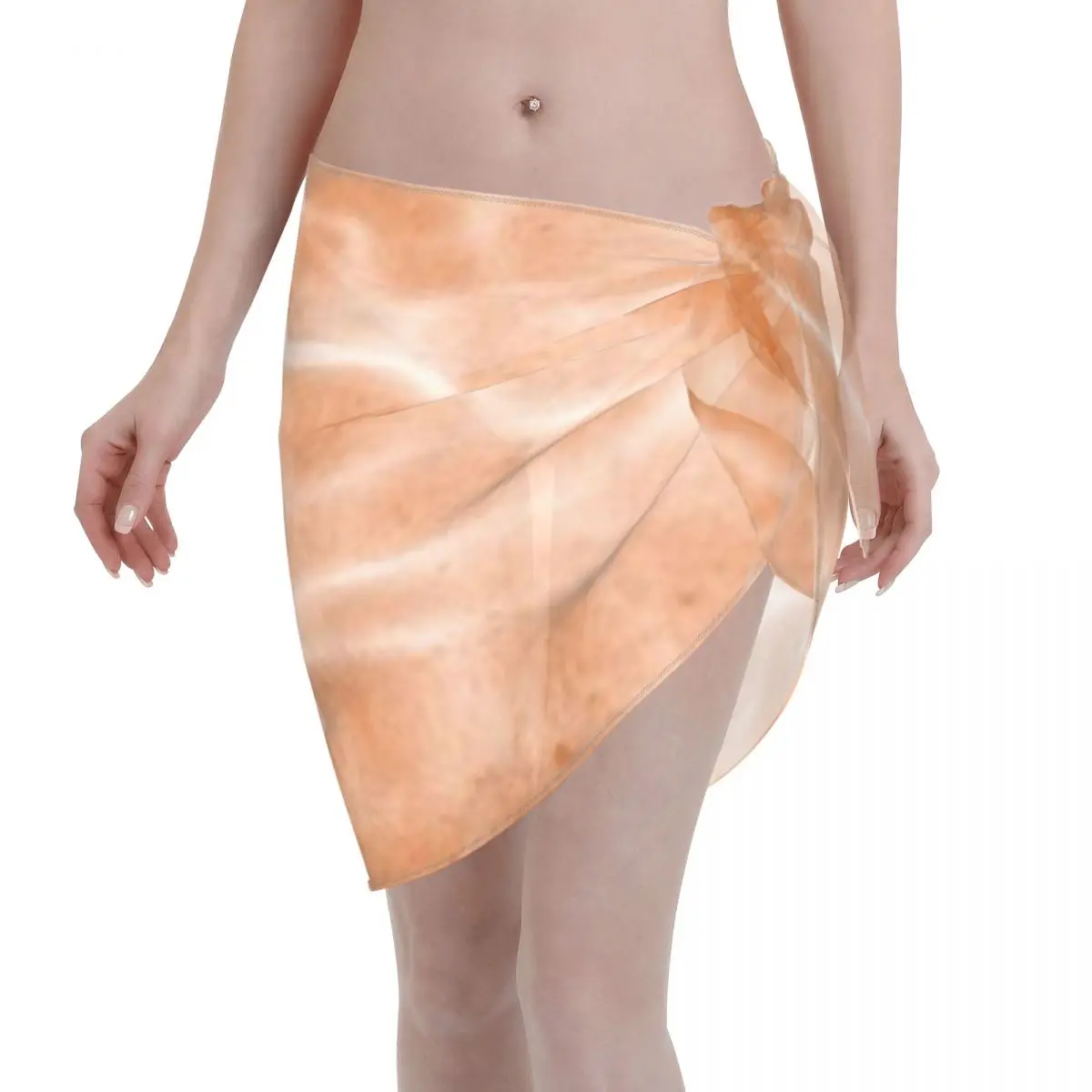 Promotion Orange Waves Pattern Ocean Burnt Summer Vacation Women's Beach Wrap SkirtRooftop Pool Party Resort Wear