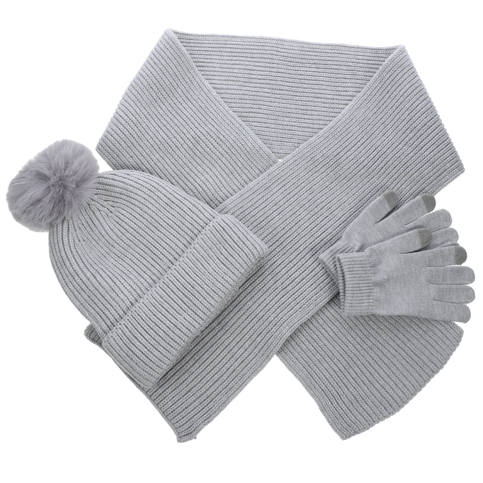 

Winter Warm Hat Scarf Riding Gloves Set for Women Outdoor Yarn Climbing Gloves Touchscreen Beanie Mittens Soft