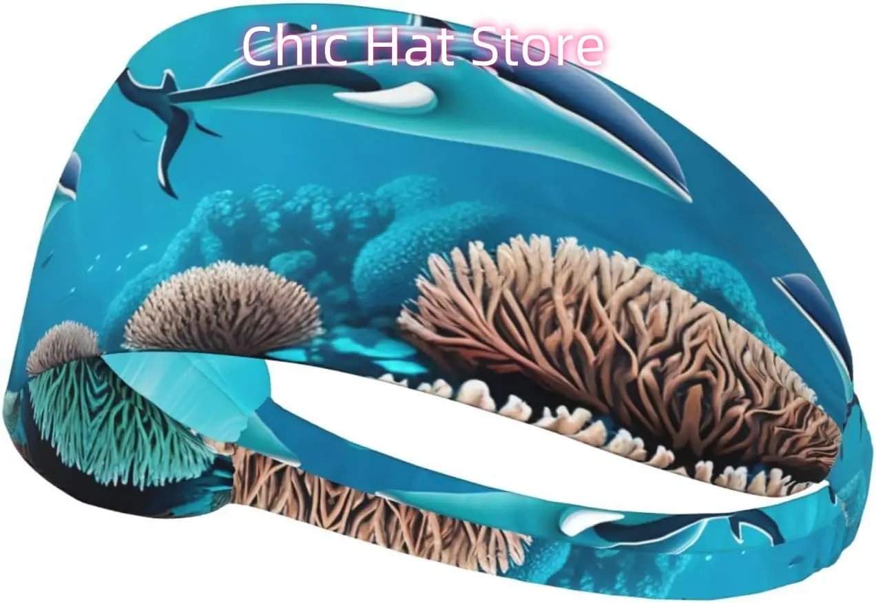 

Deep Sea Whales Elastic Exercise Headband, Fitness Exercise Yoga Cycling Headband, Outdoor Sports Elastic Sweat-Absorbing Headba