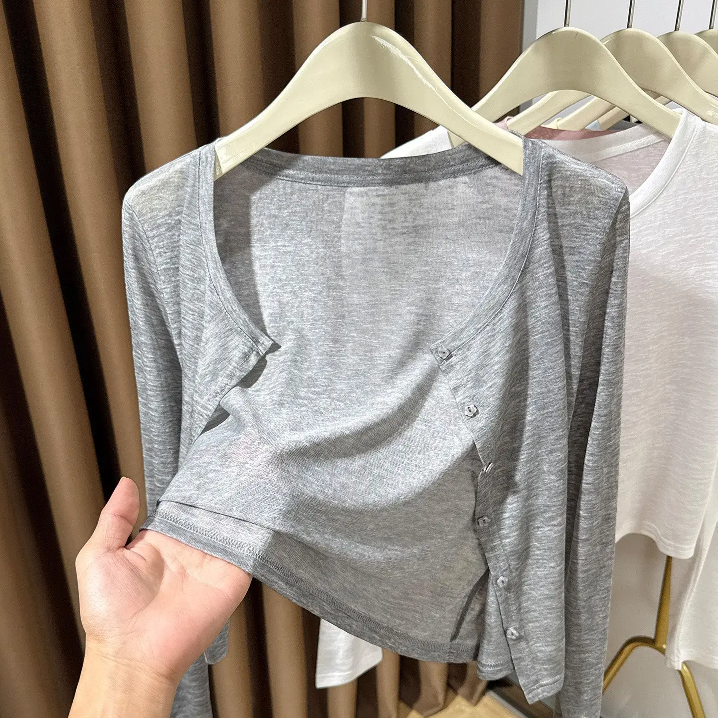 Dopamine Yellow Ice Silk Small Wrap Cardigan Women's Summer with Strap Outer Match Skirt Lightweight Sun Protection Air Condi...
