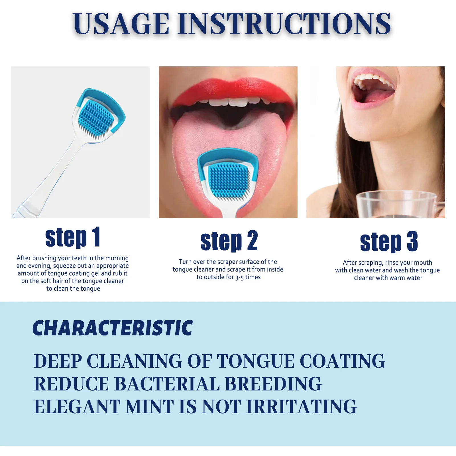 50g Tongue Cleansing Gel With Tongue Brush Clean Oral Care Remove Odour Fresh Breath Tongue Scraper