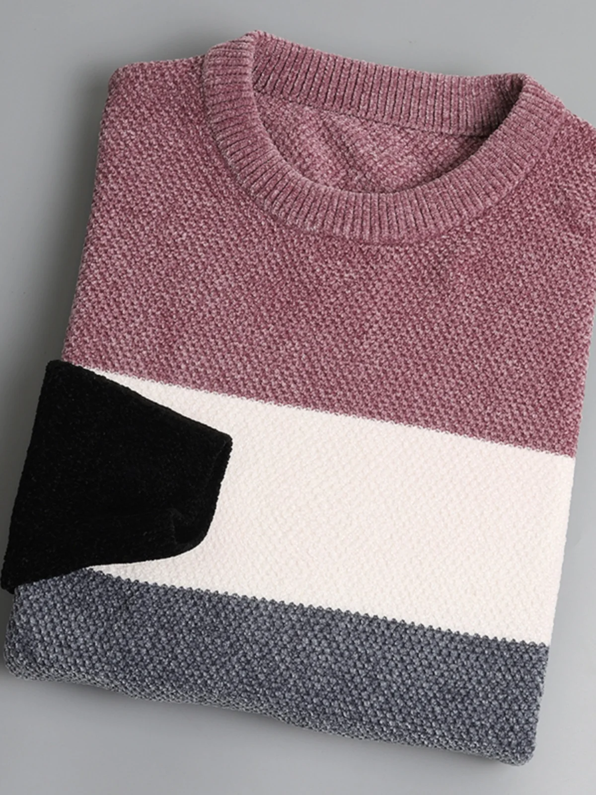 

Удобная для кожи удобная трикотажная мужская круглая полосатая основа irt повседневная свободная посадка Long Sve Winter Faion Basic Sle