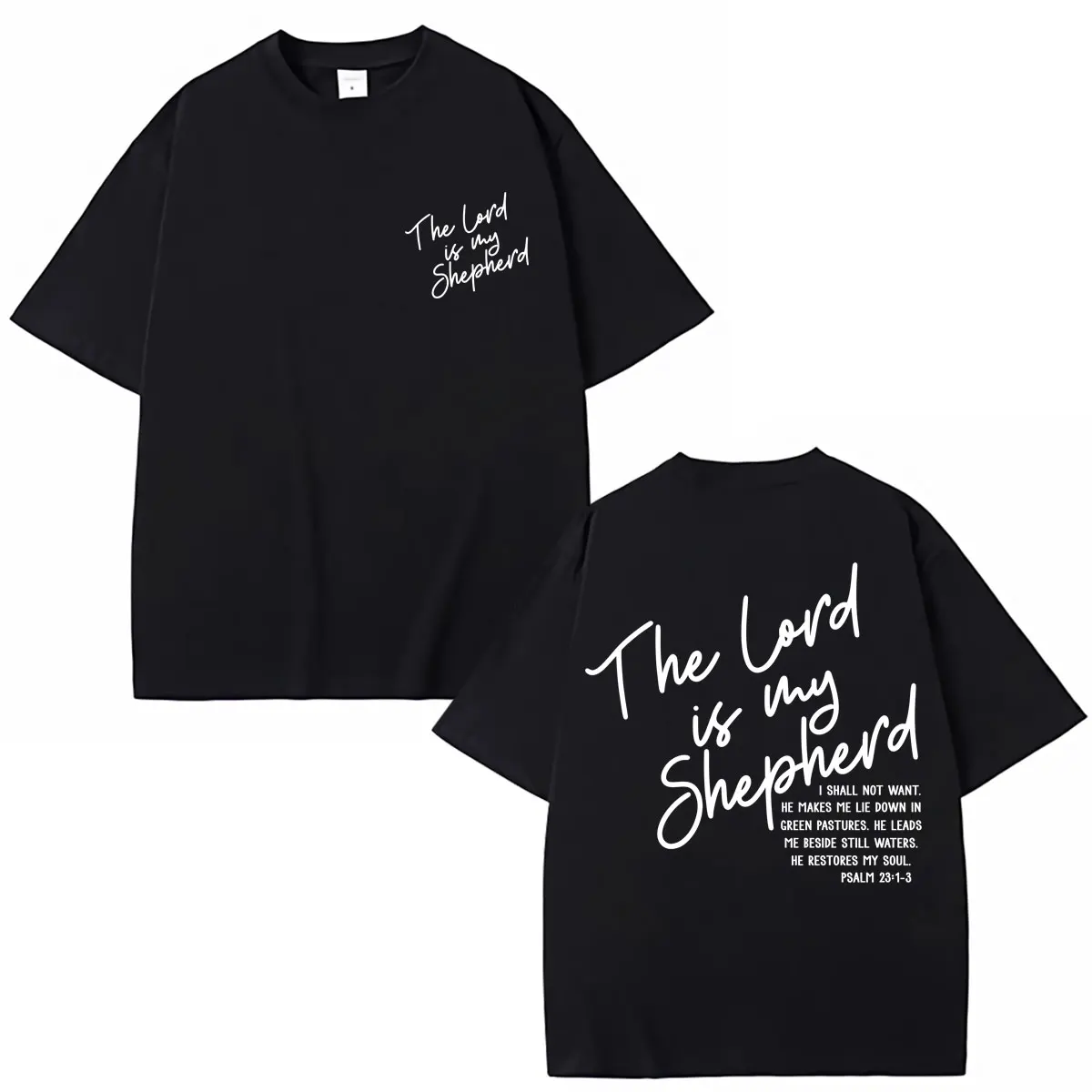 Der Herr ist mein Hirte Christliches T-Shirt Jesus Bibelvers Schafe Mode Herren Damen T-Shirts Locker Baumwolle Lässig Sommer T-Shirts