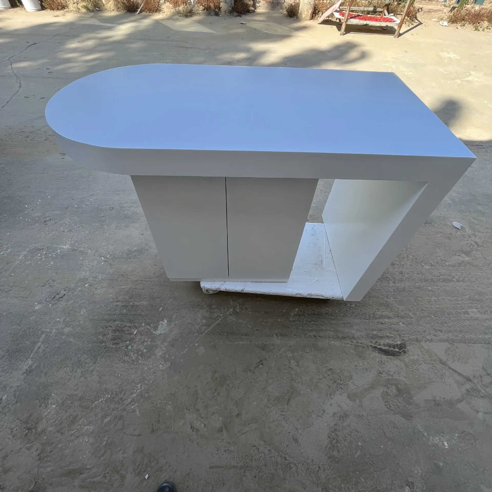 Wooden paint table, Nakajima front desk, display table, display case