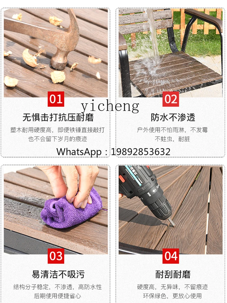 Outdoor Antiseptic Wood Tables and Chairs Small Coffee Table Balcony Wrought Iron Outdoor Plastic Wood Cafe