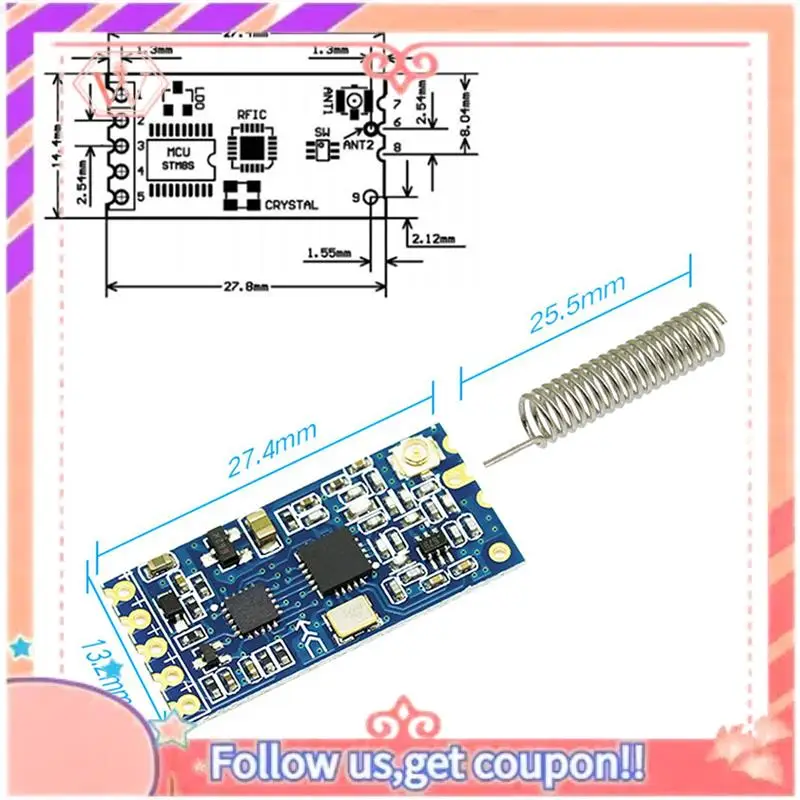 Upgraded 20X HC-12 433Mhz SI4463 Wireless Serial Port Module 1000M Replace Bluetooth HC12