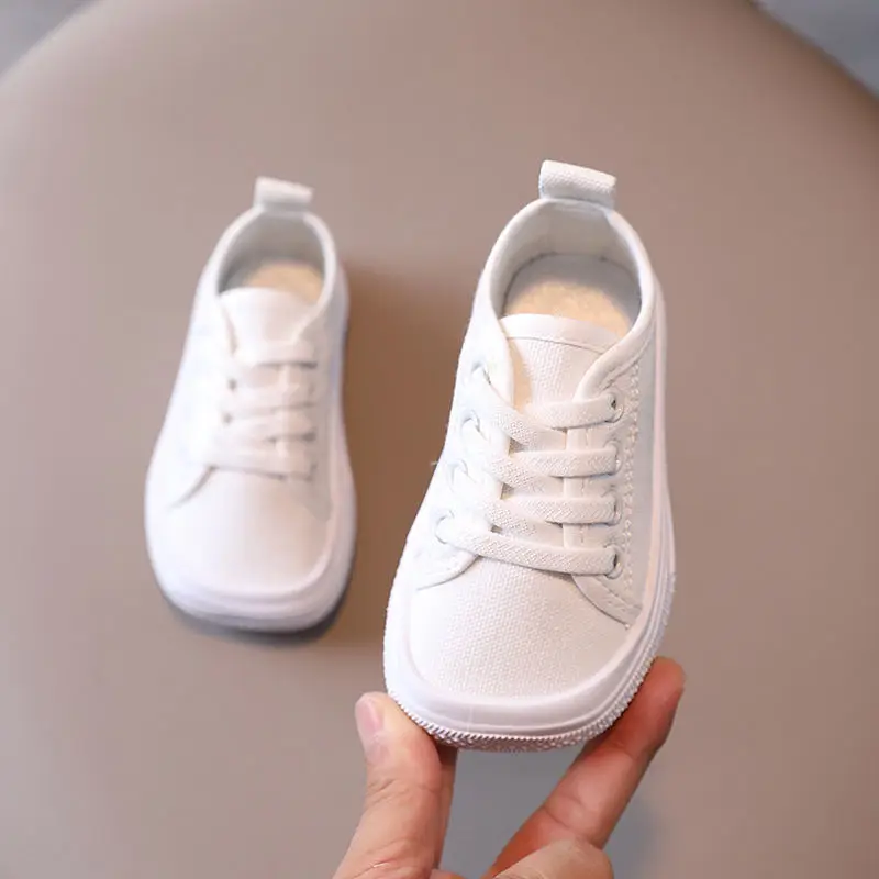 Girls Shoes Fashion Leisure Shoe Children\'s Canvas Shoes Sneakers Kids Casual Sport Shoes for Kindergarten Black White Orange