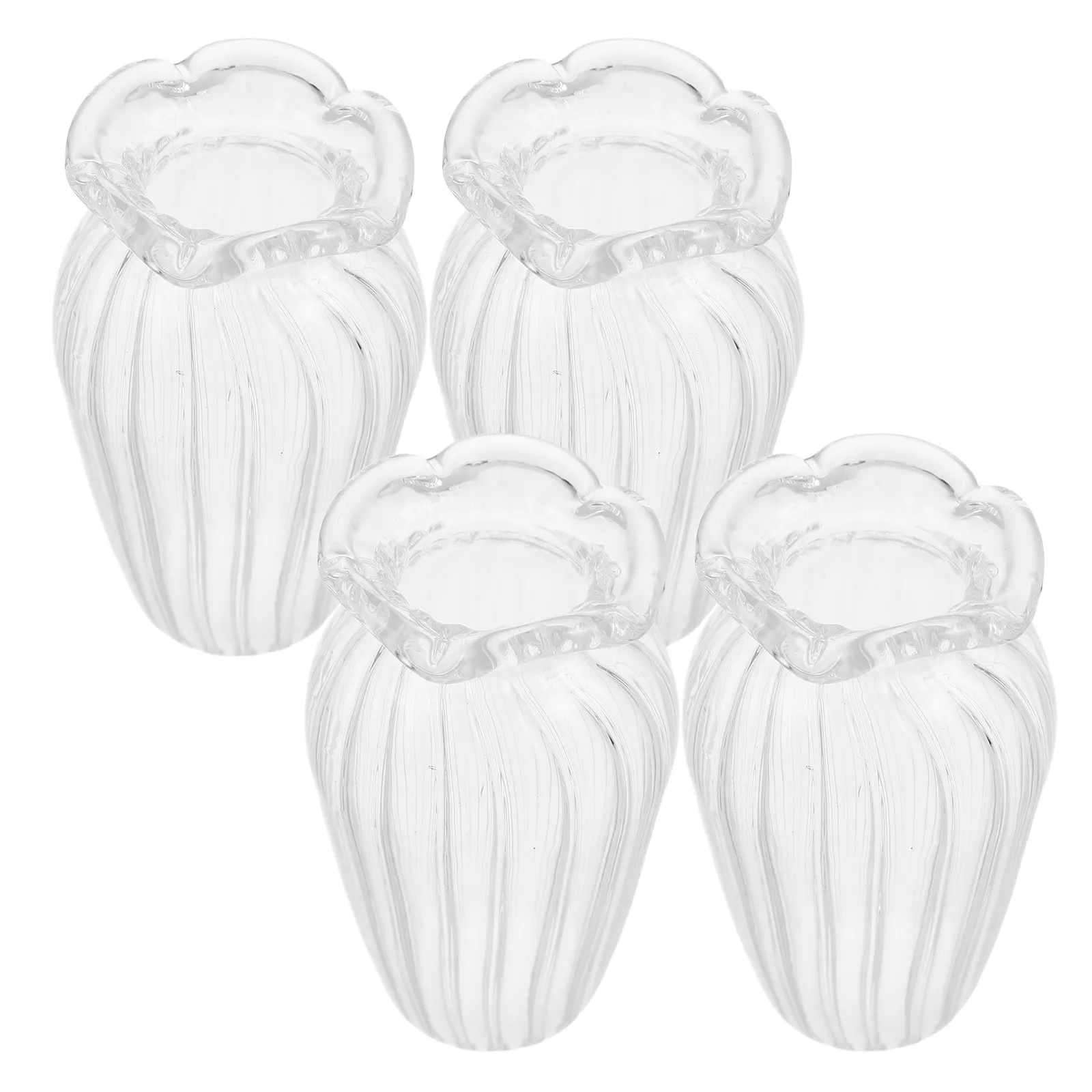 

4Pcs Mini Japanese Style Clear Glass Vase Miniature Tiny Flower Container for Dollhouse Crafting Micro Landscape Decor