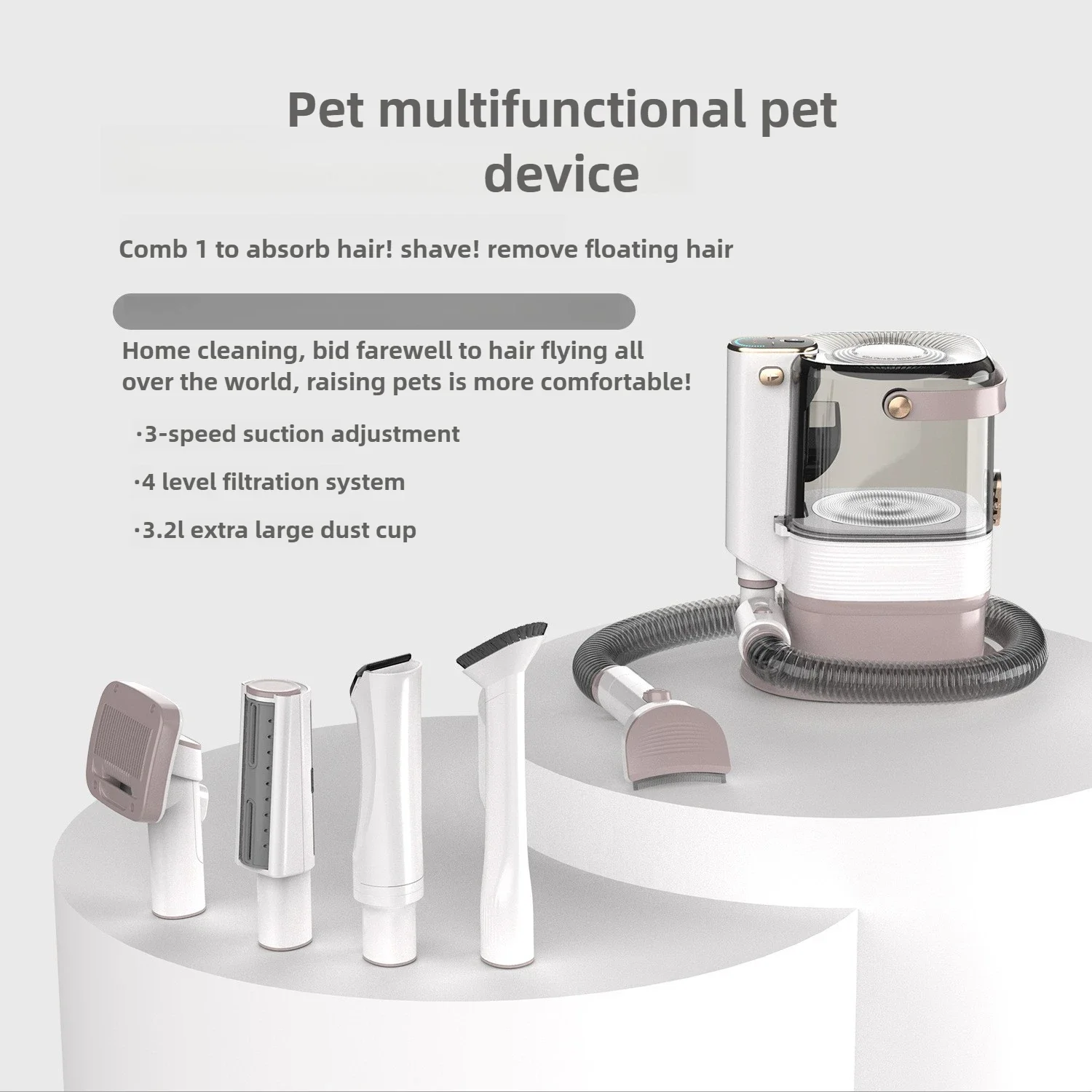 Pet Multifunctional Beauty Pet Cleaning Trimmer Cat Hair Trimmer Strong Suction Electric Push Scissors for Dogs