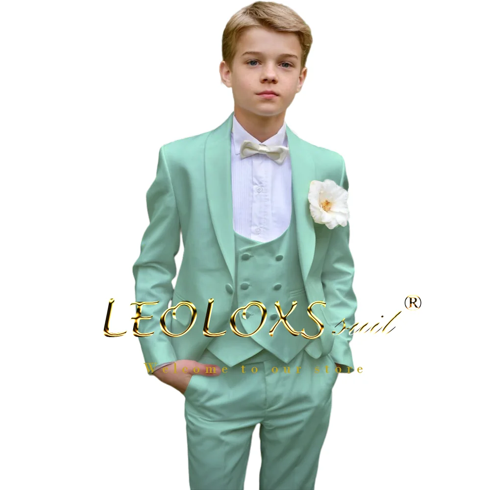 Boys Wedding Suit - 3 piece white jacket + vest + trousers elegant custom suit for weddings, parties and special occasions