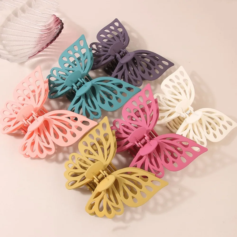 Elegant Butterfly Hair Claw for Women Solid Color Acrylic Shark Clip Large Frosted ack Head Styling Hairpin Hair Accessories