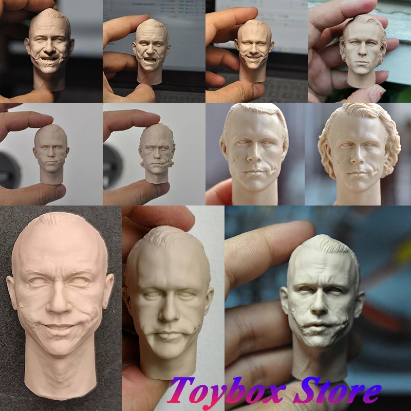 

1/6 Scale Classic Clown Heath Ledger Unpainted Head Sculpt Toys Scene Accessory For 12" Male Action Figure Body Decoration