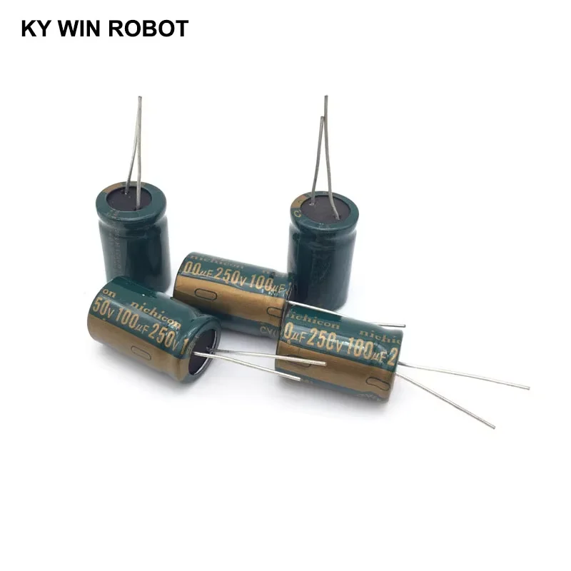 5 قطعة/الوحدة 250 فولت 100 فائق التوهج 16*25 عالية التردد مقاومة منخفضة الألومنيوم مُكثَّف كهربائيًا 100 فائق التوهج 250 فولت