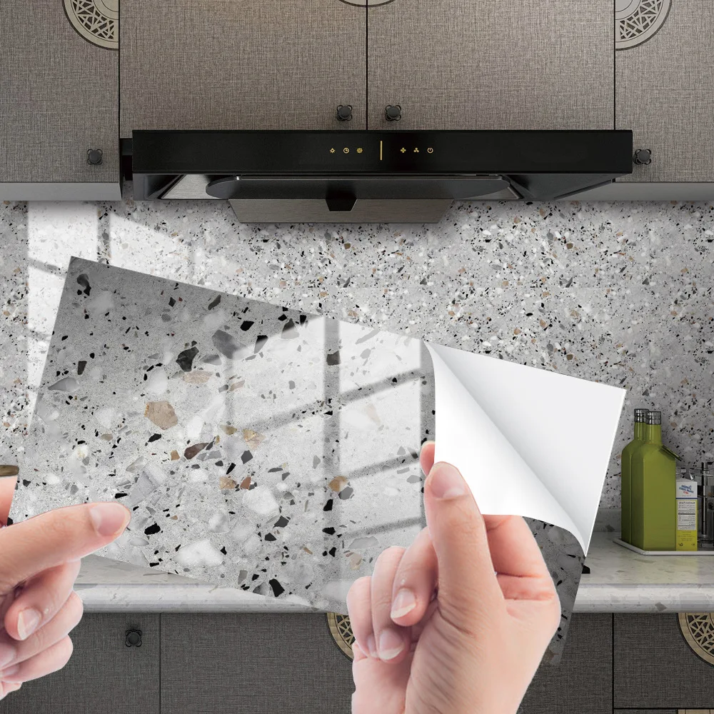15x30cm Mosaic Wall Sticker Imitation Terrazzo Crystal Film Tile Sticker. Self-adhesive Floor Wall Stickers