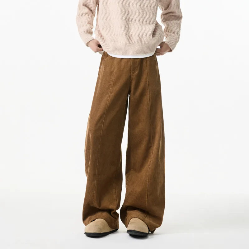 Spring Corduroy Pants Men Oversized Straight Beige Casual Pants Men Streetwear Loose Wide Leg Pants Mens Vintage Trousers M-3XL