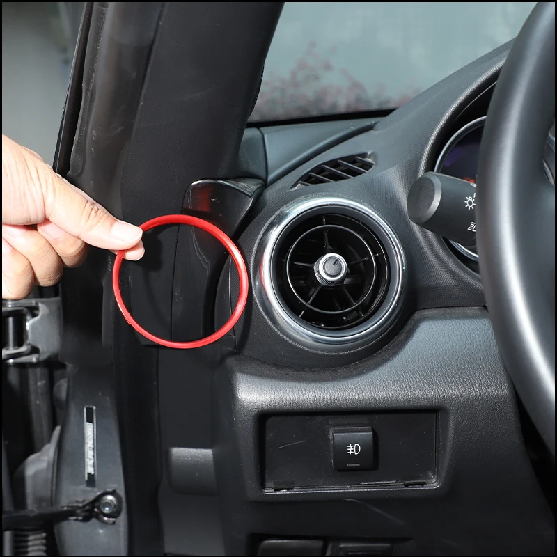 Red Aluminum AC Vent Ring Covers For Mazda MX-5 RF ND CX-3 Demio 3Pcs Set Stick-On Interior Dress Up Trim
