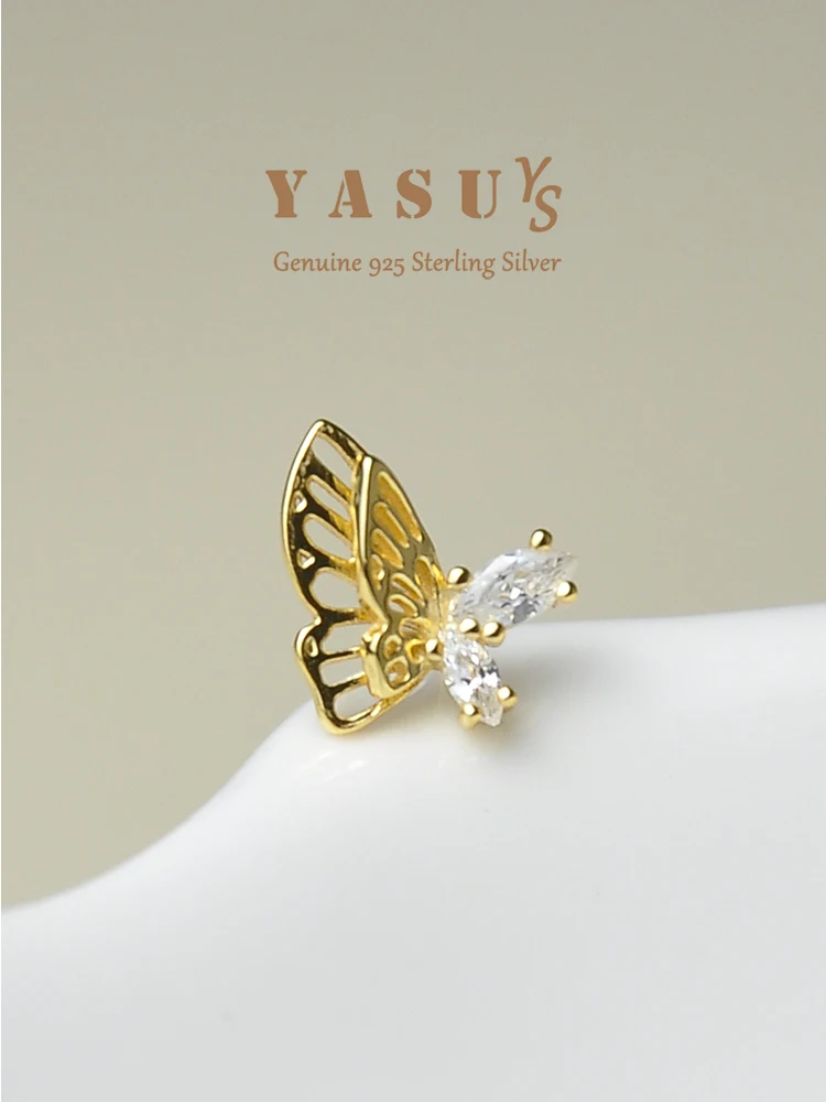 YASUYS 925 Sterling Silver Stud Earrings For Women European Unique Hollow Butterfly Studs Exquisite Dainty Jewelry Accessories