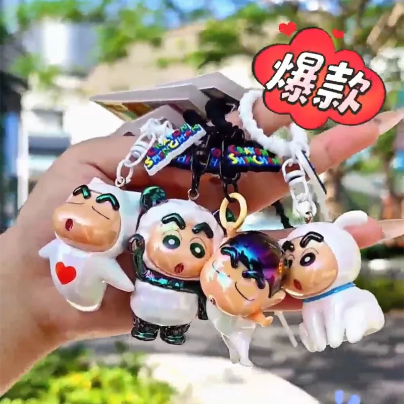 Crayon Shinchan Three-Dimensional Keychain PVC Statue Action Figurine Desk Collectible Anime Model Toys Figures Gift