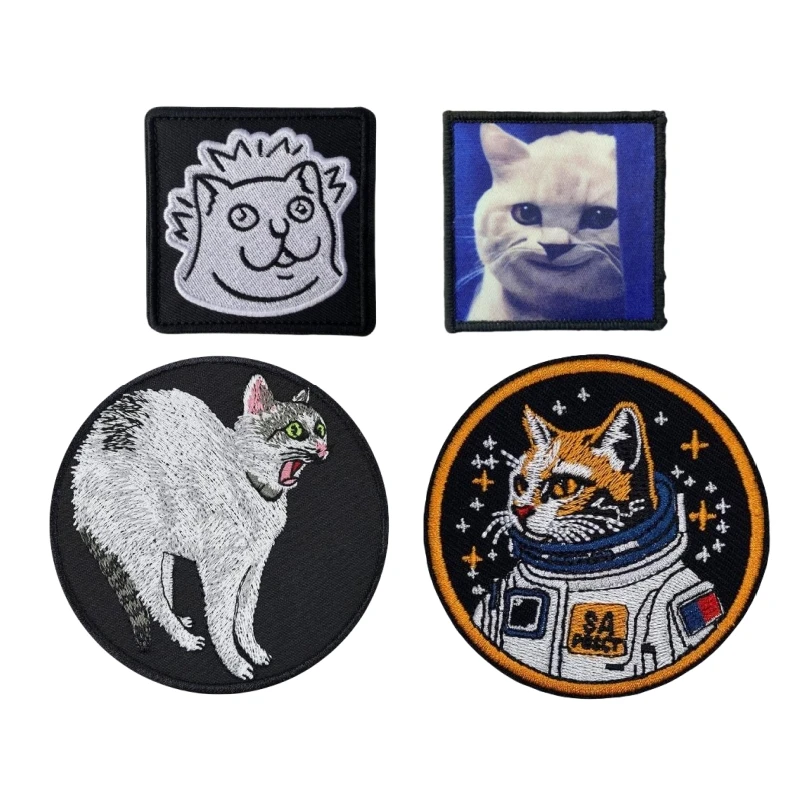 Space Cats Scare Cats Questioning Cat Personality Tactics Morale Badge Backpack Patch Cat Funny Meme Embroiders Hook Armbands