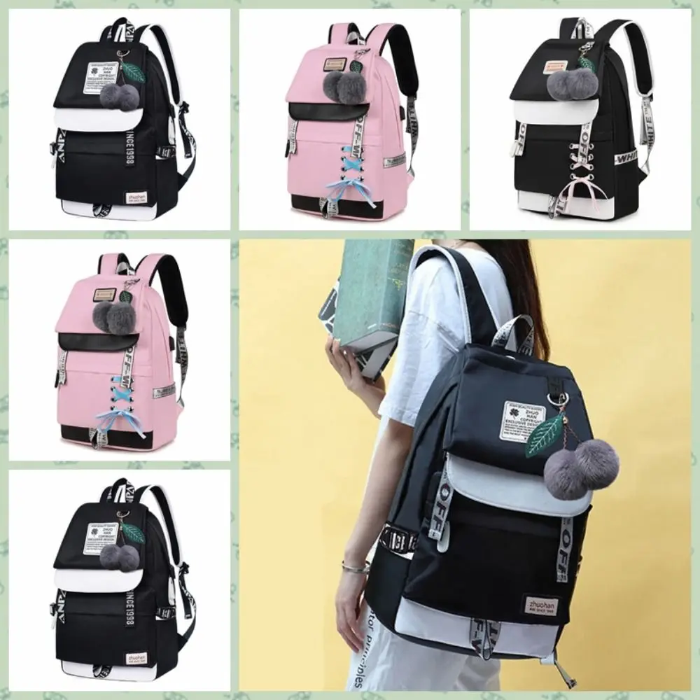 Langlebiger Unisex-Rucksack USB-Schnitts telle mit großer Kapazität Reiß verschluss Rucksack breite Schulter gurte wasserdichte Schüler Schult asche Teenager