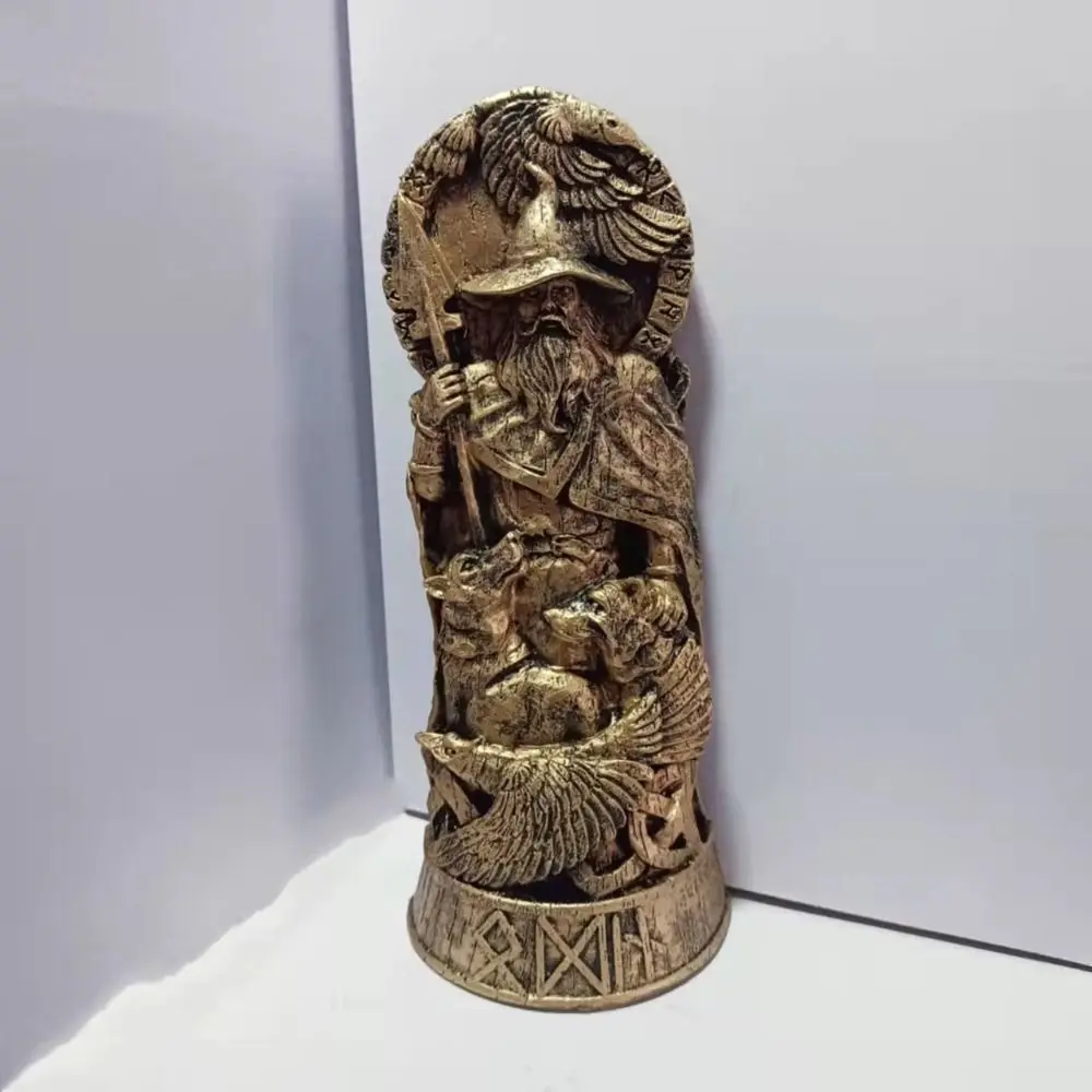 Kreative Retro Nordische Götter Skulptur Harz-Kunsthandwerk Mythische Freya Statue Schnitzerei Sammlerstück Helden-Kunstfigur Heimdekoration