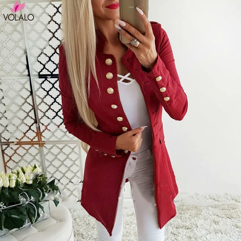 

Spring Winter Women Single Breasted Solid Jacket Female Long Coat Office Overall Lady Fashion Botton Long Sleeve Outerwear