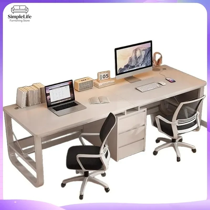 Double Computer Desk for Home Office Gaming Setup Long Desktop Table for Bedroom Study Room Esports Desk Student Writing Desk