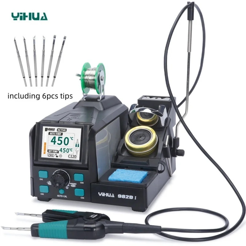 

YIHUA 982D-I Mini Hot Tweezers Soldering Station Cartridge System Elevated Cable Guide Full-Color Tilt Display for Technicians