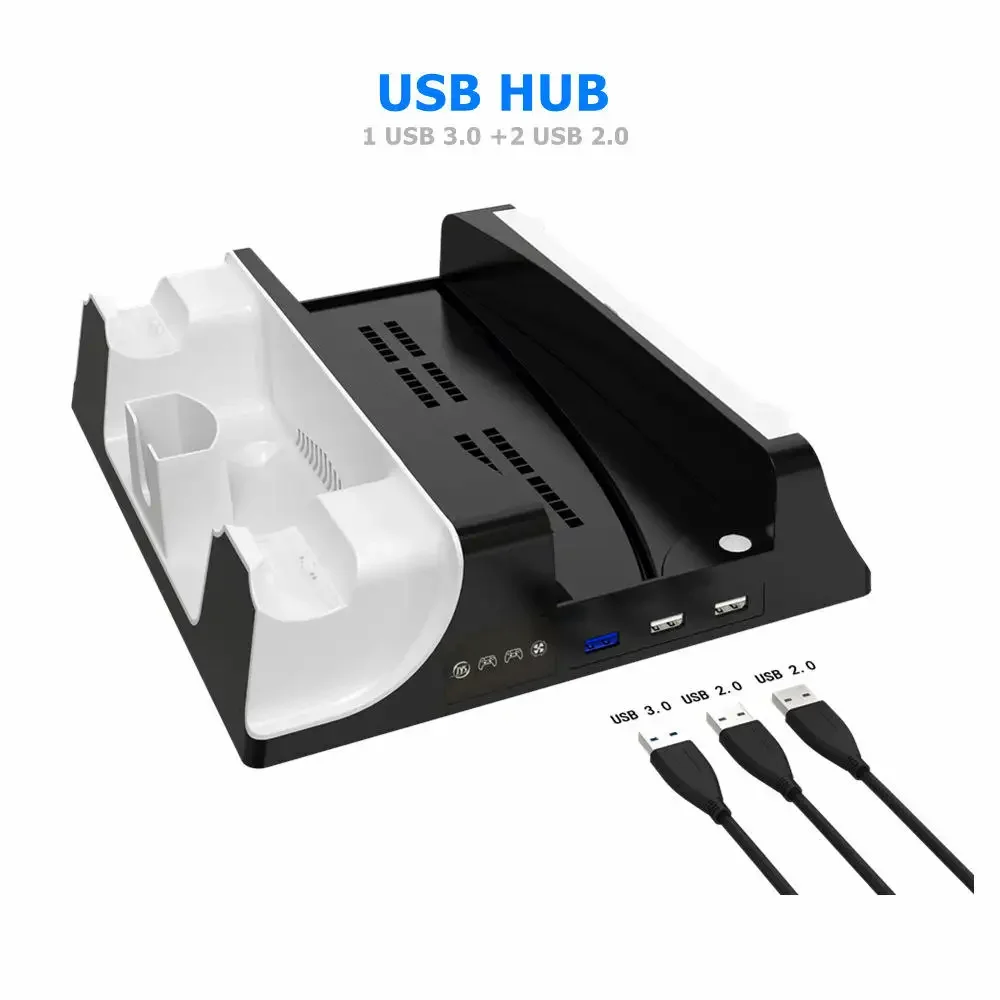 

JYS-P5130 Vertical Stand For PS5 Cooling Fan Hub Handle Contact Dual Charger Headset Storage