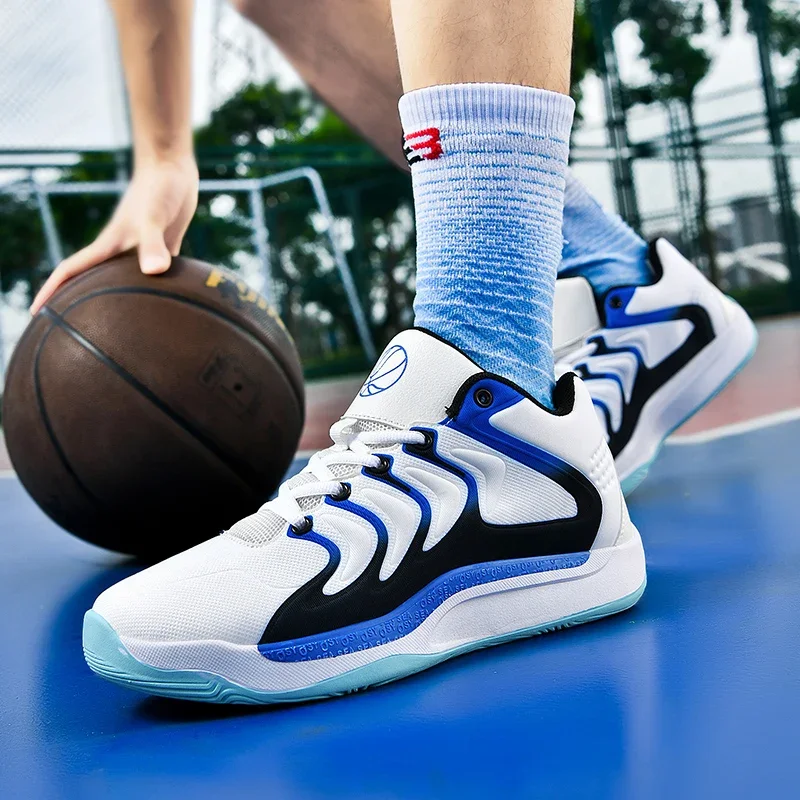 

New All Court Basketball Shoes for Men Breathable and Comfortable Sports Shoes with Versatile Training Lines Stripes Sneakers