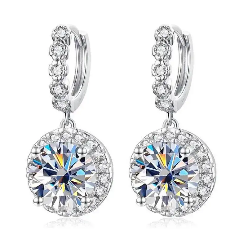 JoiasHome Super Sparkling Muiltcolor Moissanite Drop Hoop Earrings S925 Silver Earring For Women Fine Jewelry Dating Party Gift