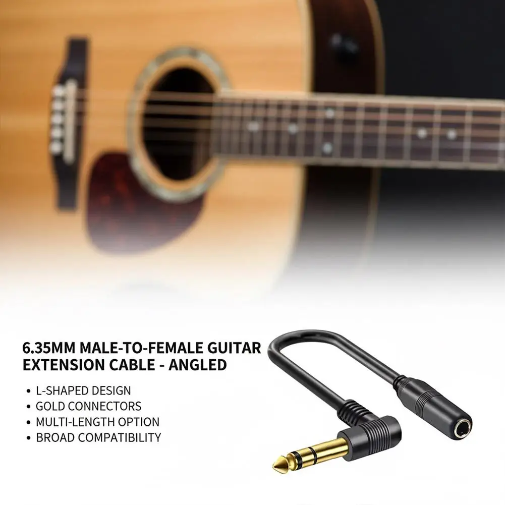 6.35mm Male To Female Guitar Extension Cable Elbow 90 Degree 1/4 Inch TS TRS Cable For Microphone Guitar Audio