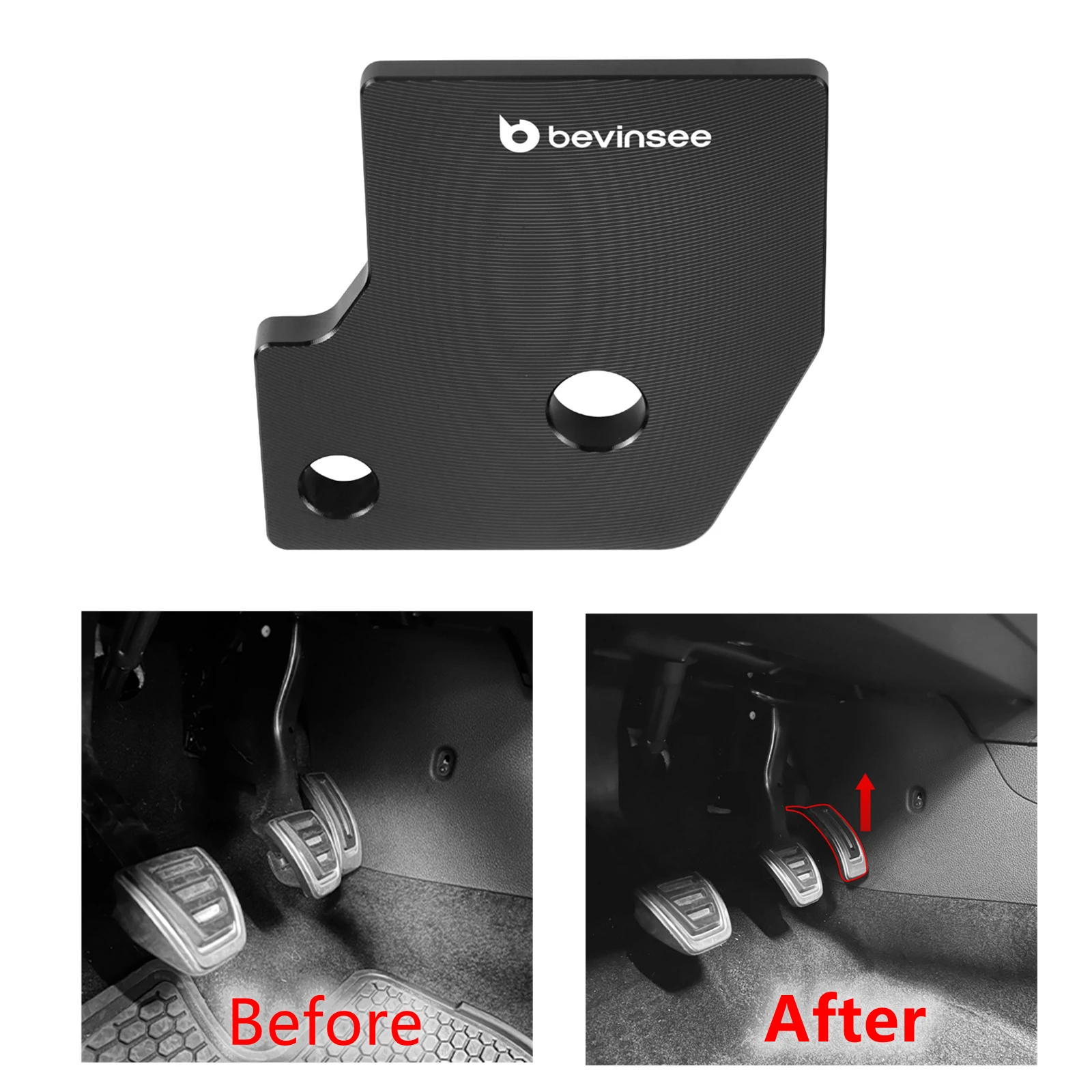 

BEVINSEE Aluminum Accelerator Pedal Spacer for VW MQB/MQB EVO,for MK7 Golf 1.4T 1.8T,for MK7/MK8 GTI 2.0T,for MK7/MK8 R 2.0T