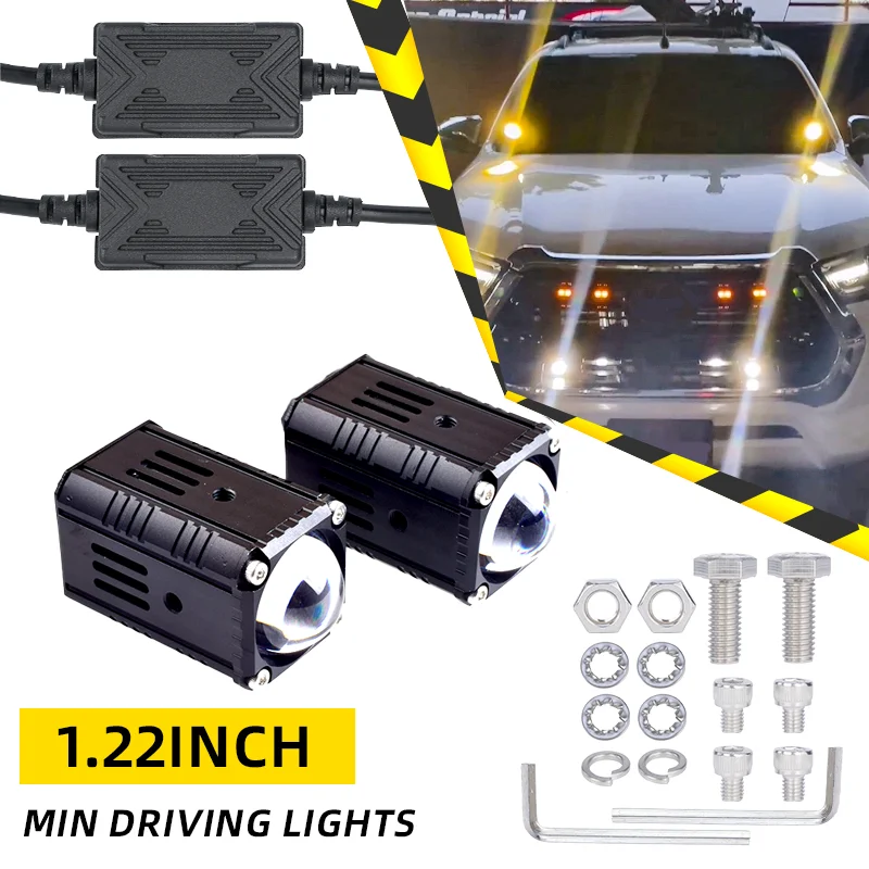 Senlo X1 1Pair New Led Headlight 12V 6000K Lens Dual Color 180° Degree Anti-fog Anti-glare Motor LED Working Light Fit for Car